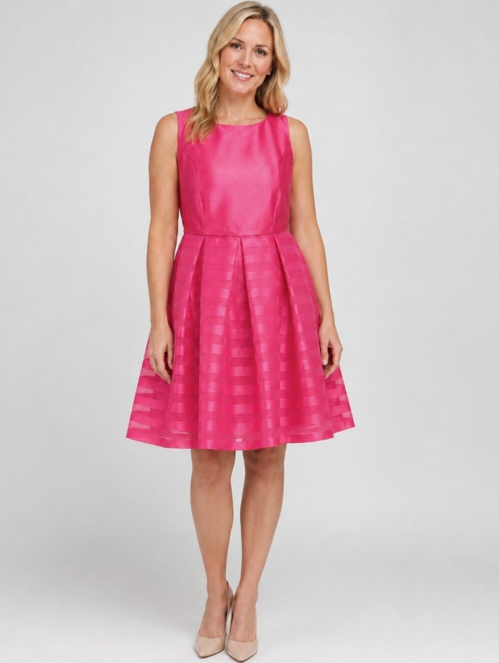 Pink Tafetta Fit and Flare dress